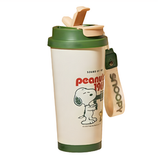 優貝選 SNOOPY 史努比 大容量 升級優質316不鏽鋼咖啡杯/辦公杯/馬克杯, 綠色, 1個, 500ml