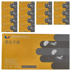 MEDIHAND 美恆 合成手套 100入 低敏 無粉 防汙, 黑色, S, 15盒