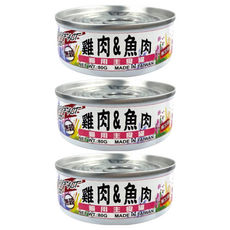 PURRFACT 波菲特 貓用主食罐 均衡配方 添加蔓越莓、絲蘭、軟骨素, 雞肉 + 魚肉, 80g, 3罐