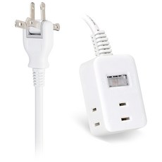 RONEVER 1切3座2孔延長線 66 x 44 x 30mm, 1.8m, 白色, 1條