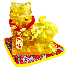 財神虎爺擺件 鈦晶 6.2 x 6.2 x 4cm, 黃色, 1個