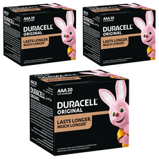 DURACELL 金頂 經典鹼性電池 4號AAA, 20個裝, 3盒