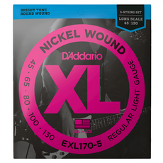 D'Addario 五弦貝斯弦 045-130 + 吉他彈片 3個, EXL170-5, 1組, 藍色 + 紅色 + 金色