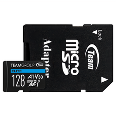 TEAMGROUP 十銓 4K專用高速記憶卡 ELITE MicroSDXC UHS-I U3 A1 128GB 含轉卡, 1個