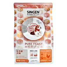 SINGEN 信元發育寶 全年齡犬糧 極酵元食 無麩質 + 凍乾, 牛肉 + 雞肉 + 鴨肉, 1.5kg, 1袋