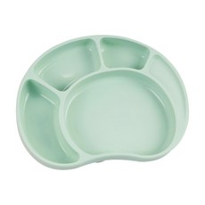 SiliPot 鉑金矽膠幼兒調色板造型防滑餐盤, 韓國製造, 曲線設計, 底部吸盤, 22.5 x 17 x 3.5cm, 薄荷綠, 1個