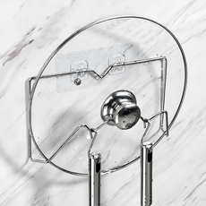 FANCY LIFE 壁掛式鍋蓋架 廚房收納 砧板架 無痕安裝, 1組, 不鏽鋼