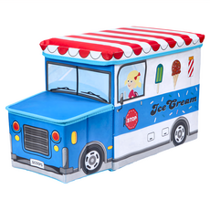 卡通玩具收納箱車頭 藍色冰淇淋車 1個