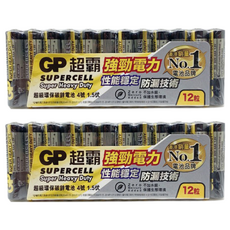 GP Batteries 超霸 超級碳鋅電池 4號 黑色, 2組, 12顆