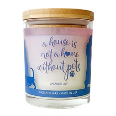 PET HOUSE 室內除臭寵物香氛蠟燭 - 茉莉百合, 100%全天然黃豆蠟, 燃燒時間長達60小時以上, 255g, 1罐