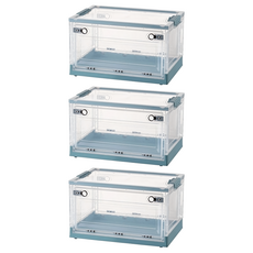 三開透明收納箱, 51 x 36 x 29.5cm, 736大透藍, 3個