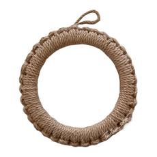 日式編織圓形隔熱墊，亞麻繩+木頭材質, 大款, 1個