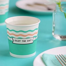 公版水杯 6.5oz 小綠杯, 食品級紙+PE淋膜, 耐熱 -5°C~90°C, 50個, 40袋