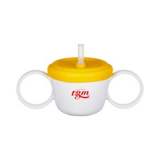 tgm 寶寶雙握白金矽膠吸管零食兩用杯 Set 86g輕量, 黃色, 200ml, 1組
