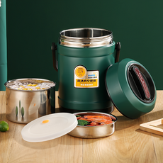 XANBO 賢寶 大容量三碗飯不鏽鋼 2.5L 綠色 手提保溫便當盒, 1個