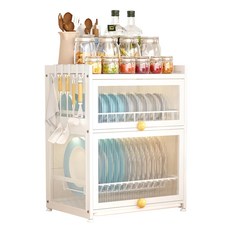 AOTTO 創意傢俱 廚房多功能收納碗盤架 防塵/瀝水 KC-042, 白色, 1個