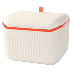 拍平方 壁掛式廚房垃圾桶 乾濕分離 8L 22x15x17cm, 白紅色