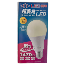 SY 聲億科技 超廣角LED燈泡 13W 台灣製造, 黃光, 1盒