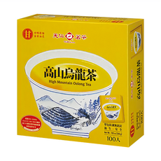 天仁茗茶 高山烏龍茶，輕發酵，無糖無香料，單獨防潮包裝, 2g, 100包, 1盒
