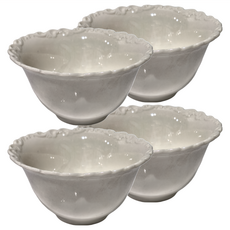 JUST HOME 法式浮雕陶瓷湯盤 4.7吋, 白色, 4個