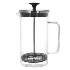 LA CAFETIERE 玻璃法式濾壓壺, 硼矽玻璃 304不鏽鋼材質, 1公升容量, 簡約銀, 1個