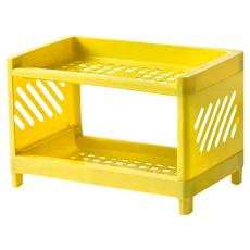 多功能桌面置物收納盒 Set 2 24.5x15.5x15cm PP材質 中國製, 黃色, 2層