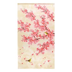 NAOKO YAMANAKA 長門簾 櫻花和鳥兒 100% 聚酯纖維, 150 x 85cm, 1件