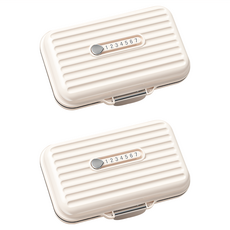 小麥購物 馬卡龍便攜藥盒 G826 大 68g, 奶茶白, 2個