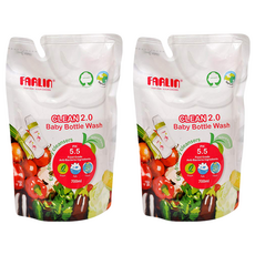 FARLIN 奶瓶蔬果清潔劑 補充包, 抗敏低刺激，配方溫和不傷手，泡沫細膩，清潔力UP，植物性配方，不殘留乳垢, 700ml, 2包