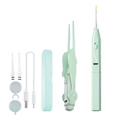 USB充電LED發光耳勺 綠色 65g, 1組, 1入