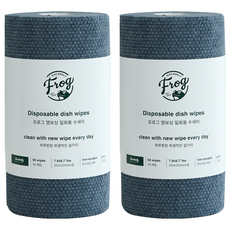 SINCERELY Frog 捲筒式一次性菜瓜布 20x22公分 PP塑膠材質 韓國製造, 深藍色, 60張, 2捲