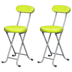 C&B 新巧易收靠背軟座折合椅, 五色可選, 輕松折疊, 約5cm加厚舒適軟墊, 粉綠色, 2個