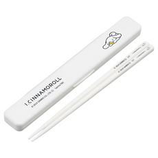 Skater 塑膠筷子 18cm, 白色大耳狗, 筷子 + 盒子, 1個