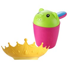 vanibaby 寶寶安心沐浴組 洗髮帽 洗頭杯 帽沿上翹設計 彈性材質 蝴蝶扣設計, 多色, 1組