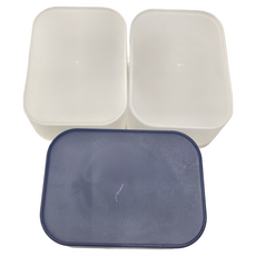 MIKA HOUSE 橘之屋 多用途收納盒 附蓋 15.5x11x7cm 3個, 白色 + 藍色, 1組