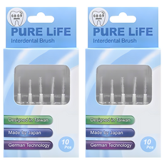 PuRE LiFE 寶淨 纖柔護齒牙間刷 V-10 白色(0.8-0.9mm) 可替換刷毛 Set 10支, 2盒