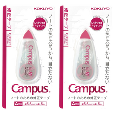 KOKUYO 國譽 Campus 象牙白修正帶 A罫 6.5mm x 6m, 2個, 粉色