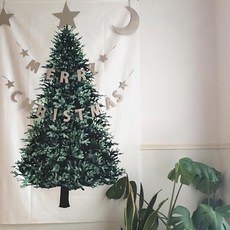 理享家 聖誕樹造型掛布8件組 聖誕燈串 + 聖誕節裝飾佈置聖誕球, 聖誕樹造型 綠色 + 米色, 1組