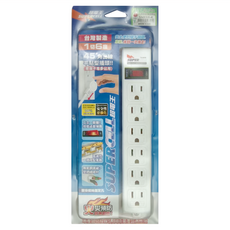 SUPERCELL 超電王 1切6座3P安全延長線組 台灣製造 45度角出線, 1.2m, 白色, 1條