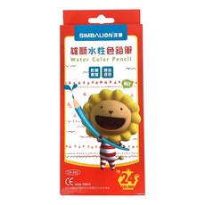 SIMBALION 雄獅 奶油獅 水性色鉛筆套裝, 乾濕兩用, 色彩飽和, 24色, 1盒