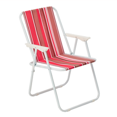 STYLE 格調 多彩輕便型休閒涼椅摺疊椅露營椅戶外椅 - 條紋紅/條紋紫/條紋藍, 鋼管+滌綸布, LE-007-R, 1個