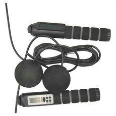 兩用跳繩 手柄ABS+泡棉 繩子PVC+鋼絲 繩長30CM(長度可調節) 無線繩長2.8米(長度可調節), 手柄長21 x 3.5cm, 黑色, 1個