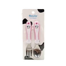 貝喜力克 雙色叉匙組, 寶寶學習餐具，安全材質，可愛雙色設計，輕鬆抓握, 1組