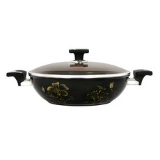 THE LOEL 雙耳鑽石不沾深炒鍋 30cm 附玻璃蓋, 黑色, 1個