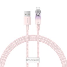 Baseus 倍思 探索者系列 智慧溫控快充傳輸線 USB-iPhone 2.4A, 1m, 1條, 粉色