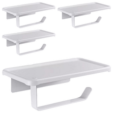 comet 黏貼式鋁製廁所衛生紙架, 4個, 白色