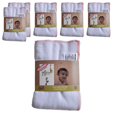 Geffen Baby 柔膚觸感有機棉麻絨萬用尿布, 60%有機棉40%有機麻絨, 美國製造, 76cm x 76cm, 粉邊, 6件