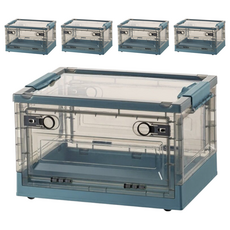 Mega 莫蘭迪雙開式可折疊滑輪收納箱 40L, 茶藍色, 5個