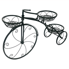 京太陽 腳踏車鐵藝花盆架 三盤黑色, 82 x 24 x 51cm, 1個