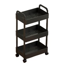 置物手推車, 多用途隨心安置, 帶輪移動置物架, 黑色, 1個